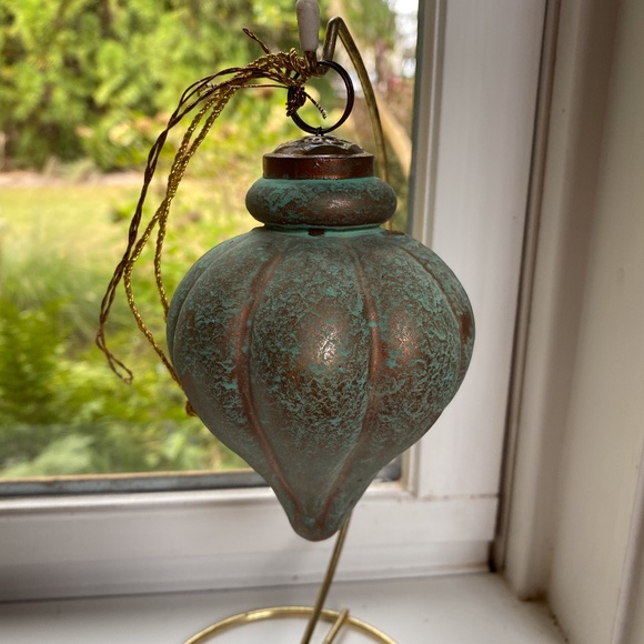 Anthropologie Teal and Bronze Holiday Ornament - Picture 5 of 6